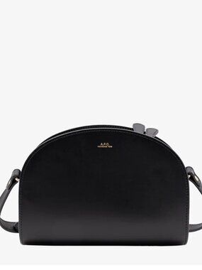 A.P.C. PARIS Demi-Lune Bag black leather, gold zipper